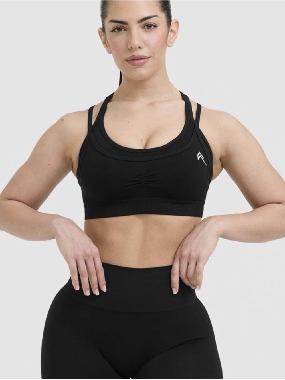 Oner Active Black Double-Strap Seamless Sports Bra